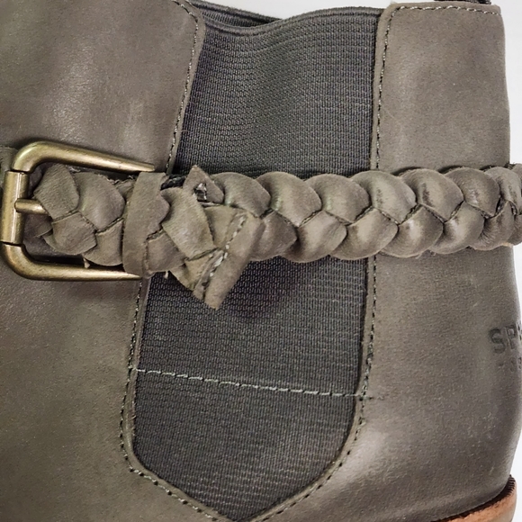 Sperry Top Slider Gray Short Boots With Wood Grain Heel Size 8.5 - Picture 7 of 8